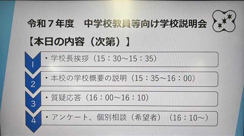 R7_0715（中学校教員等向け学校説明会②）