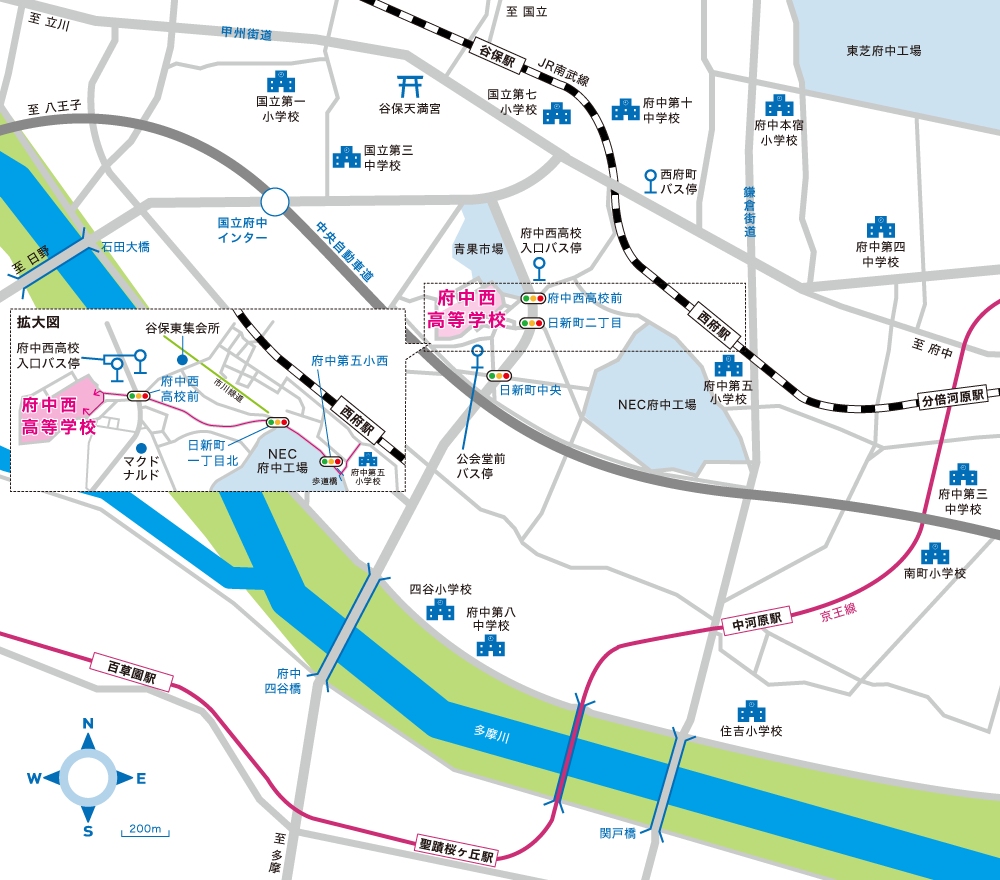 本校の周辺地図