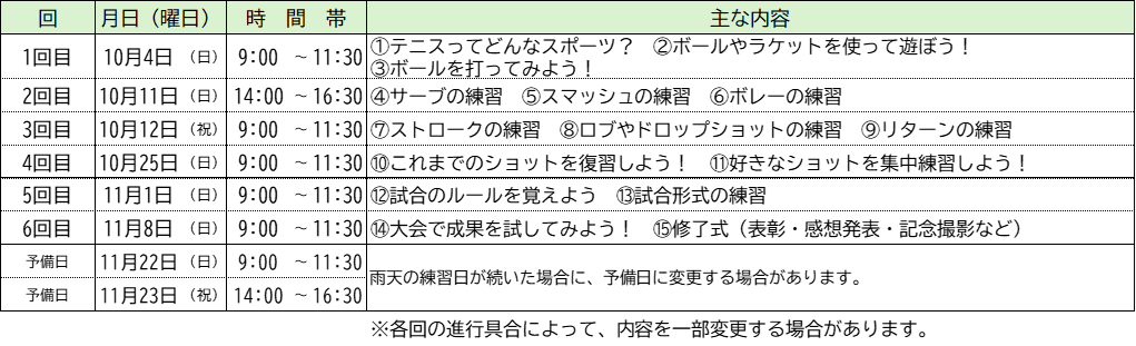 テニス日程表