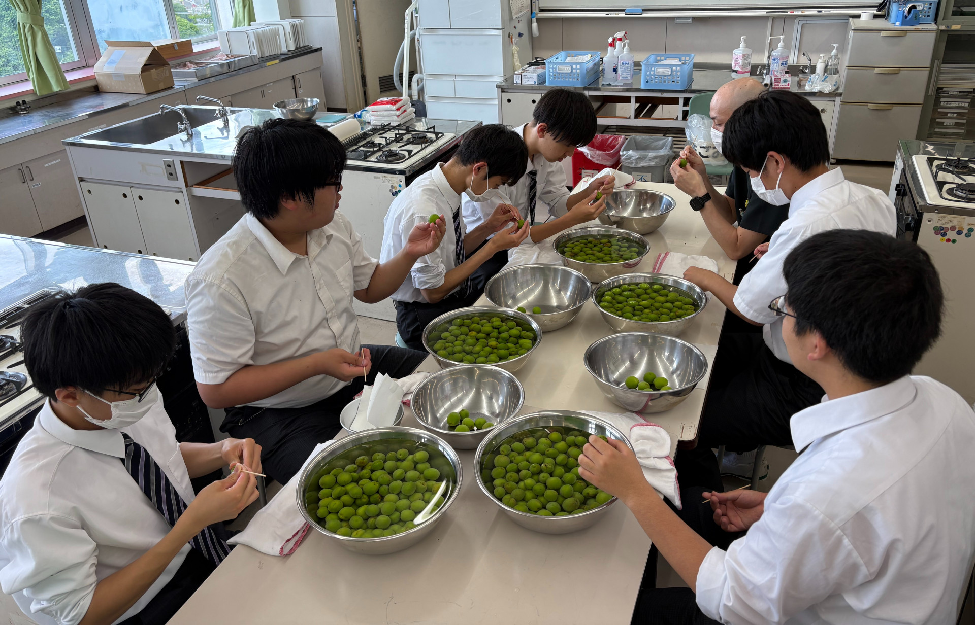 生物・ＨＭ部梅ヘタ取り