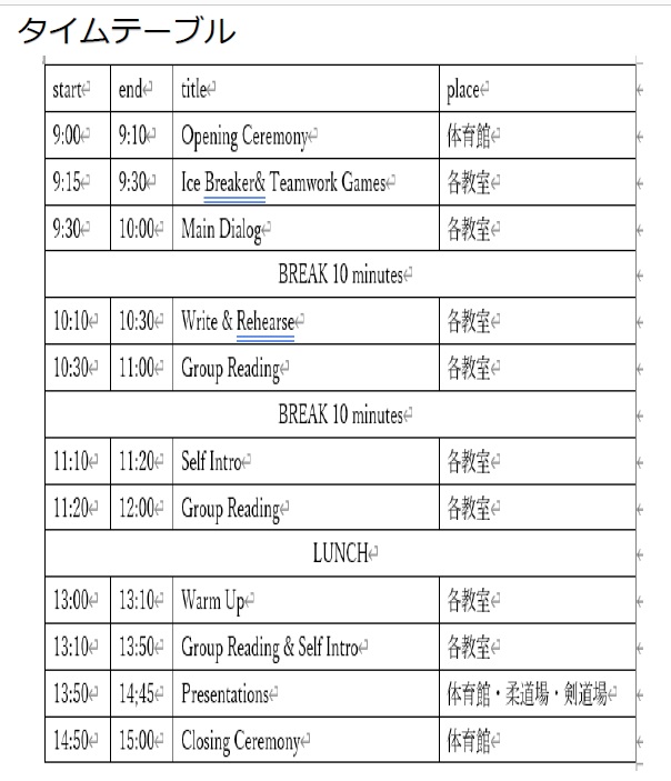 timetable