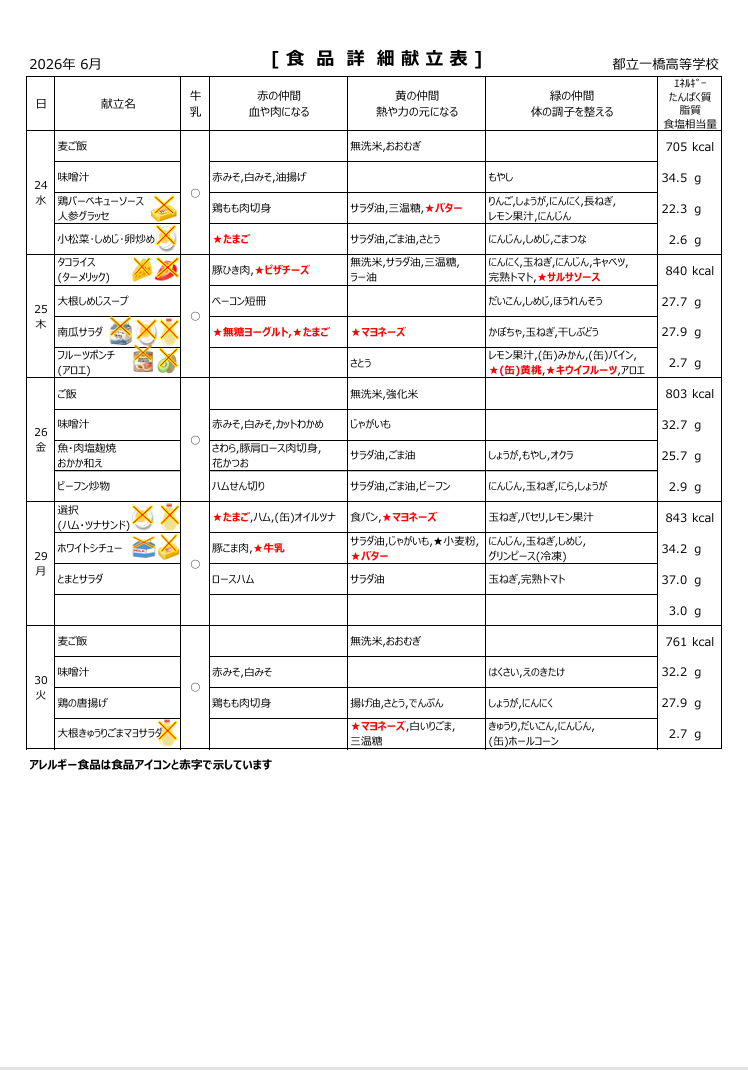 6月詳細献立３