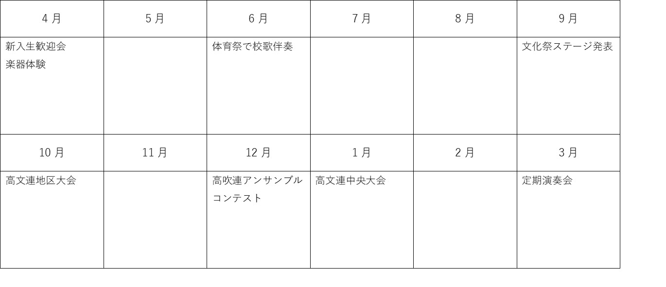 吹奏楽部活動計画