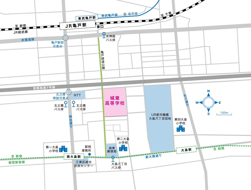 本校の周辺地図