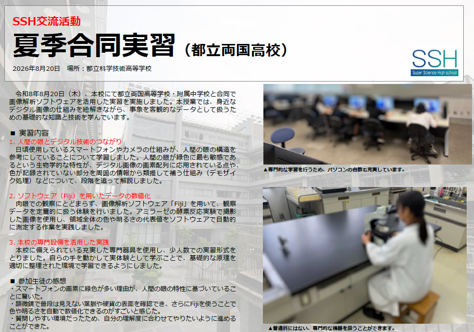 夏季合同実習（画像解析）