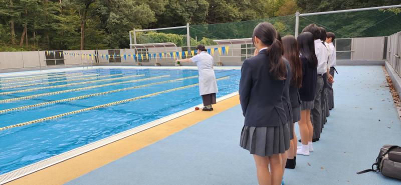 水泳部プール閉め