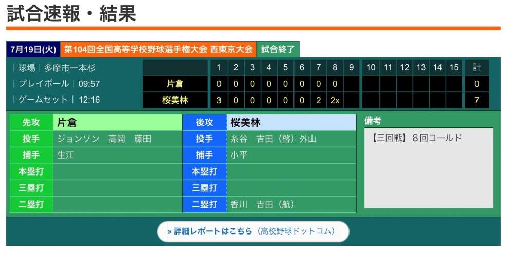 第104回西東京都大会3回戦