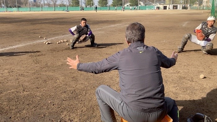 １元プロ・秦真司コーチの野球教室