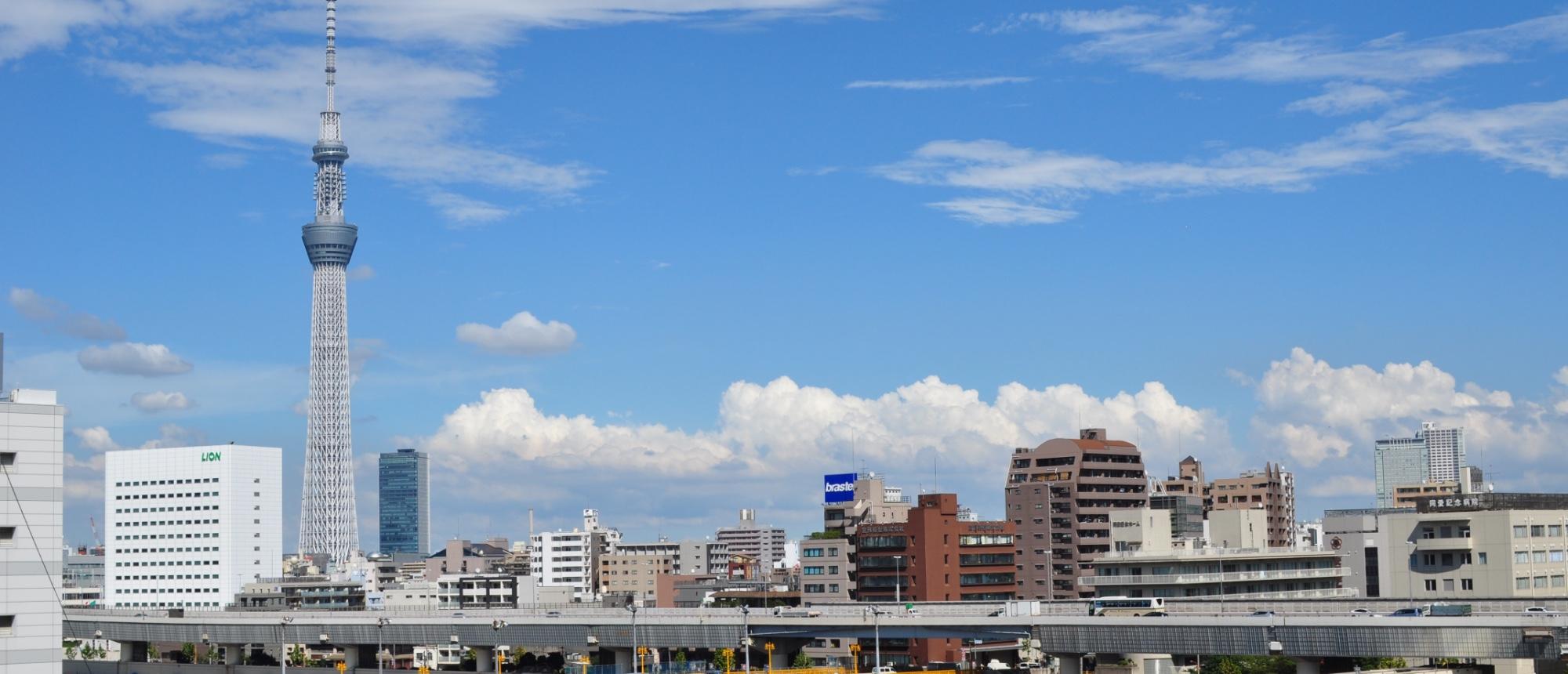 スカイツリーが見える近隣風景写真