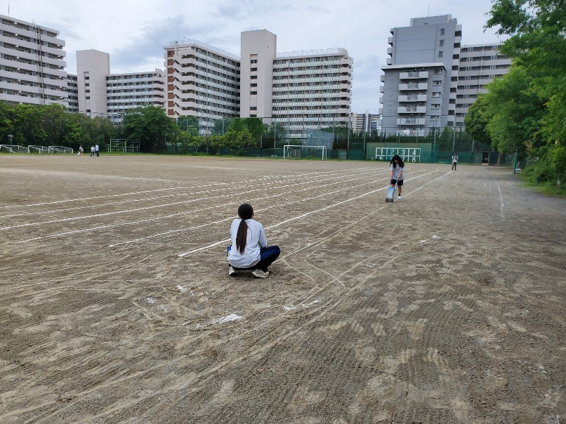 ライン引き直線粉だらけ