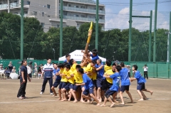 体育祭：全学年が4つの団に分かれて競い合います。