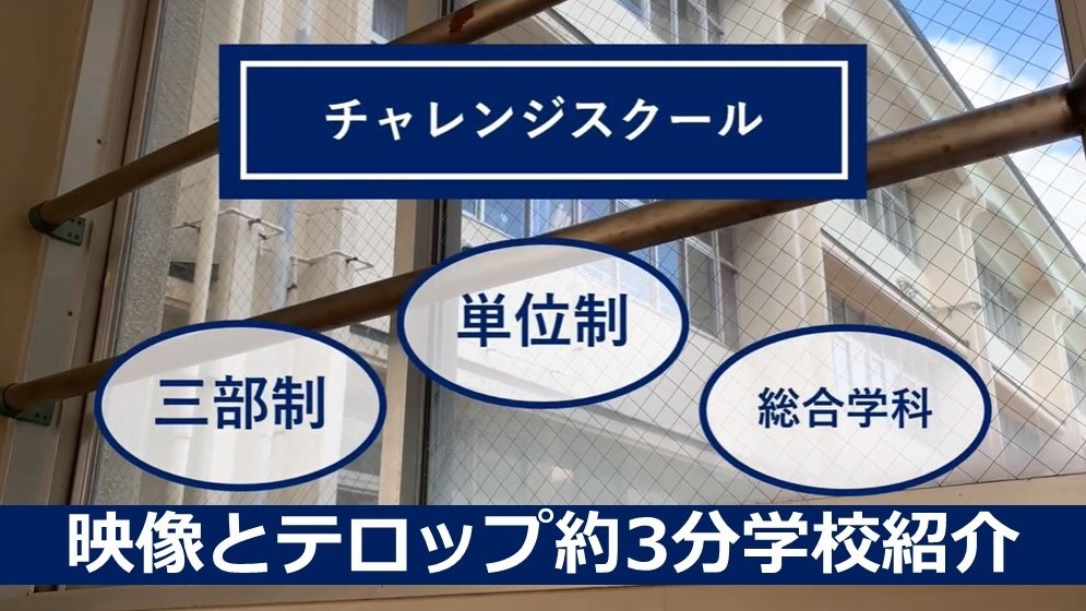 映像とテロップ約3分学校紹介