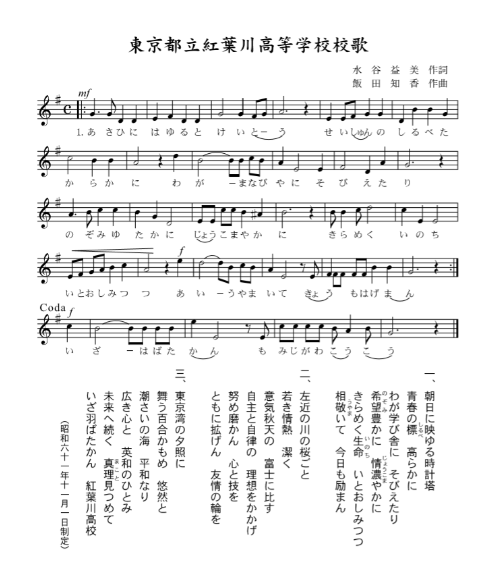 校歌楽譜
