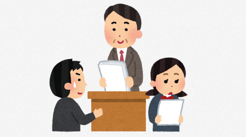 テストを返す先生のイラスト