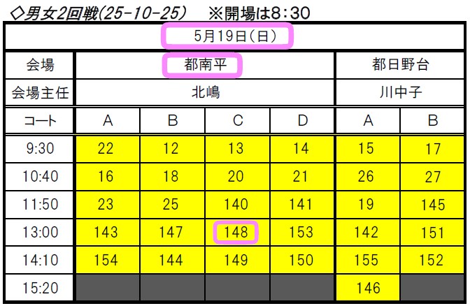 競技日程更新