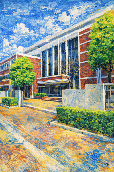 正門風景　猪熊源一郎