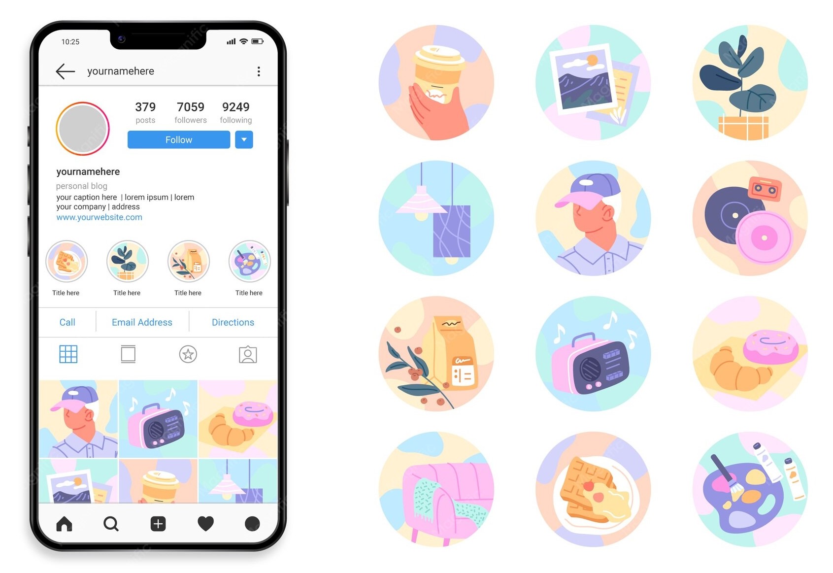 flat-instagram-highlight-illustration-set_52683-138753