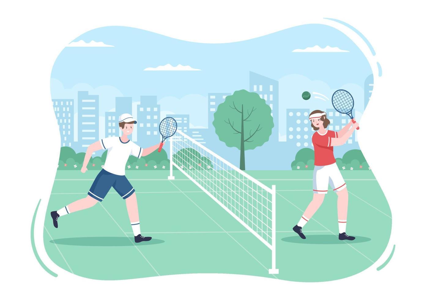 tennis-player-with-racket-in-hand-and-ball-on-court-people-doing-sports-match-in-flat-cartoon-illustration-vector