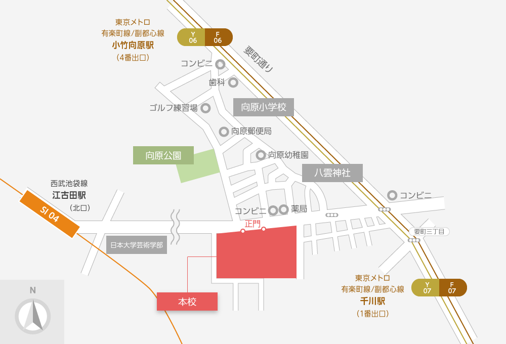 本校の周辺地図